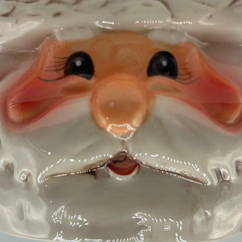 Vintage Style Ceramic Santa Claus Face Bowl Holiday Christmas Decor Food Safe